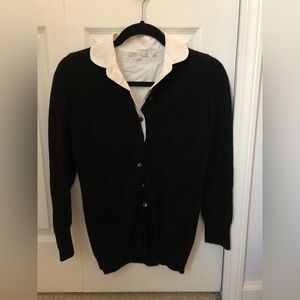 Cashmere black button up sweater with collar